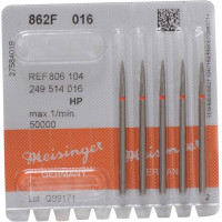 Gyémántcsiszoló (862) (ISO 16) Fine, Kézidarab (HP, Ø 2,35 mm, ISO 104) ISO 16 Láng, ISO-Forma 249, Gyémánt - Nemes acél, 5 darab