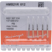 Fúró (Black Cobra) (ISO 12), Turbina (FG, Ø 1,6 mm, ISO 314, 19 mm) ISO 12 forgó, Keményfém, 5 darab