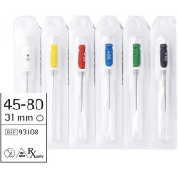 Omni (31 mm) (ISO 45-80), Hedström reszelő, Fogantyú - műanyag ISO 45-80 sterilizálható 200°C-ig, ISO színkódolt, Nemesacél, 31 mm, 6x1 darab