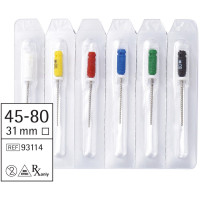 Omni (31 mm) (ISO 45-80), K-reszelő (kézzel), Fogantyú - műanyag ISO 45-80 sterilizálható 200°C-ig, ISO színkódolt, Nemesacél, 31 mm, 6x1 darab