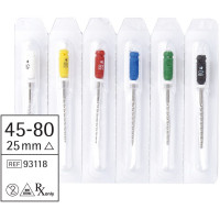 Omni (25 mm) (ISO 45-80), K-Fúró, Fogantyú - műanyag ISO 45-80 sterilizálható 200°C-ig, ISO színkódolt, Nemesacél, 25 mm, 6x1 darab