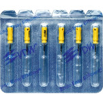 CC+Bur (353), K-Fúró, Fogantyú - műanyag ISO 20 röntgenopák, ISO színkódolt, Nemesacél, 25 mm, 6 darab