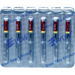 CC+Bur (353), K-Fúró, Fogantyú - műanyag ISO 25 röntgenopák, ISO színkódolt, Nemesacél, 25 mm, 6 darab