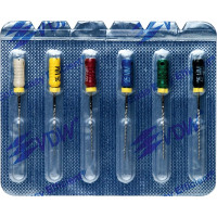 CC+Bur (353), K-Fúró, Fogantyú - műanyag ISO 15-40 röntgenopák, ISO színkódolt, Nemesacél, 25 mm, 6x1 darab