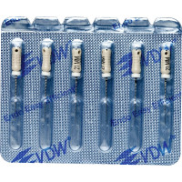 CC+Bur (353), K-Fúró, Fogantyú - műanyag ISO 15 röntgenopák, ISO színkódolt, Nemesacél, 21 mm, 6 darab