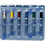 CC+Bur (353), K-Fúró, Fogantyú - műanyag ISO 15-40 röntgenopák, ISO színkódolt, Nemesacél, 21 mm, 6x1 darab