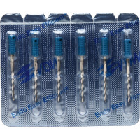 CC+Bur (353), K-Fúró, Fogantyú - műanyag ISO 120 röntgenopák, ISO színkódolt, Nemesacél, 25 mm, 6 darab