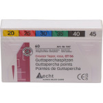 Guttapercha-csúcs (6 %) (ISO 20-45), ISO 20-45 rózsaszín, Guttapercha, 6%, 60 darab Guttapercha-csúcs (6 %) (ISO 20-45), ISO 20-45 rózsaszín, Guttapercha, 6%, 60 darab
