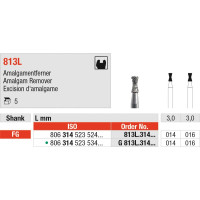 Diamanten 813L - Packung 5 Stück grün grob, FG, Figur 523 Amalgamentferner lang, 3 mm, ISO 016 - G813L.314.016