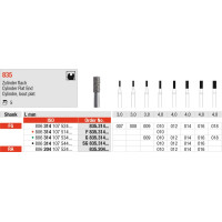 Diamanten 835 - Packung 5 Stück rot fein, FG, Figur 107 Zylinder flach, 4 mm,  ISO 010 - F835.314.010
