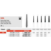 Diamonds 848L - csomag 5 db szuper durva fekete, FG, ábra 174 kúp lakás hosszú, 11,5 mm-es, ISO 014