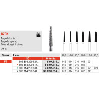 Diamanten 879K - Packung 5 Stück grün grob, FG, Figur 299 Torpedo konisch, 10 mm, ISO 021 - G879K.314.021 Diamanten 879K - Packung 5 Stück grün grob, FG, Figur 299 Torpedo konisch, 10 mm, ISO 021 - G879K.314.021
